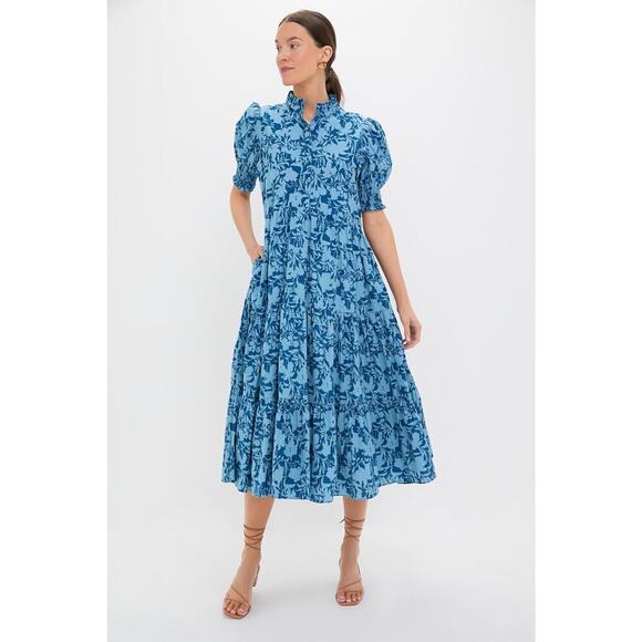 Tuckernuck Dresses & Skirts - HYACINTH HOUSE Steel Blue Floral Bennett Maxi Dress Size XXL NWT